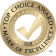 Top Choice Award logo on Yard Dawgs lawn care Edmonton home page