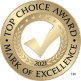 Top Choice Award logo on Yard Dawgs lawn care Edmonton home page