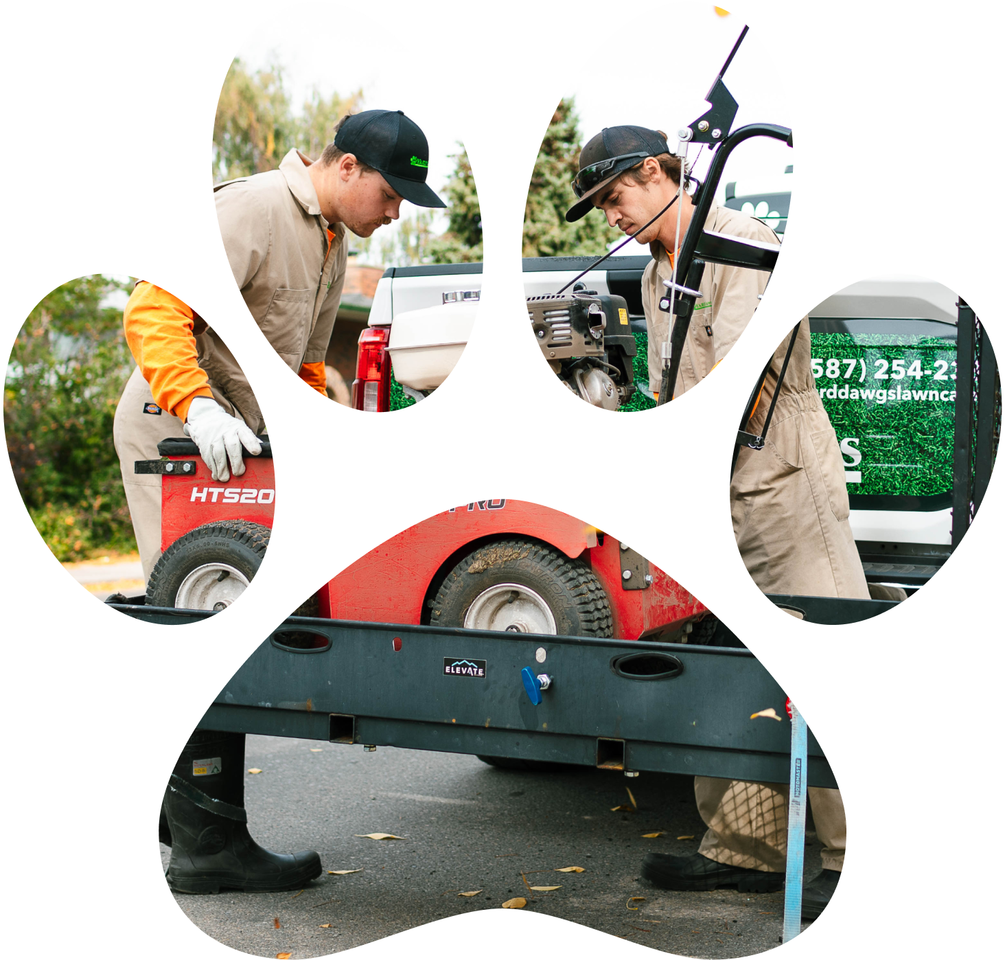 Landscapers Unloading Lawn Mower In Paw Symbol